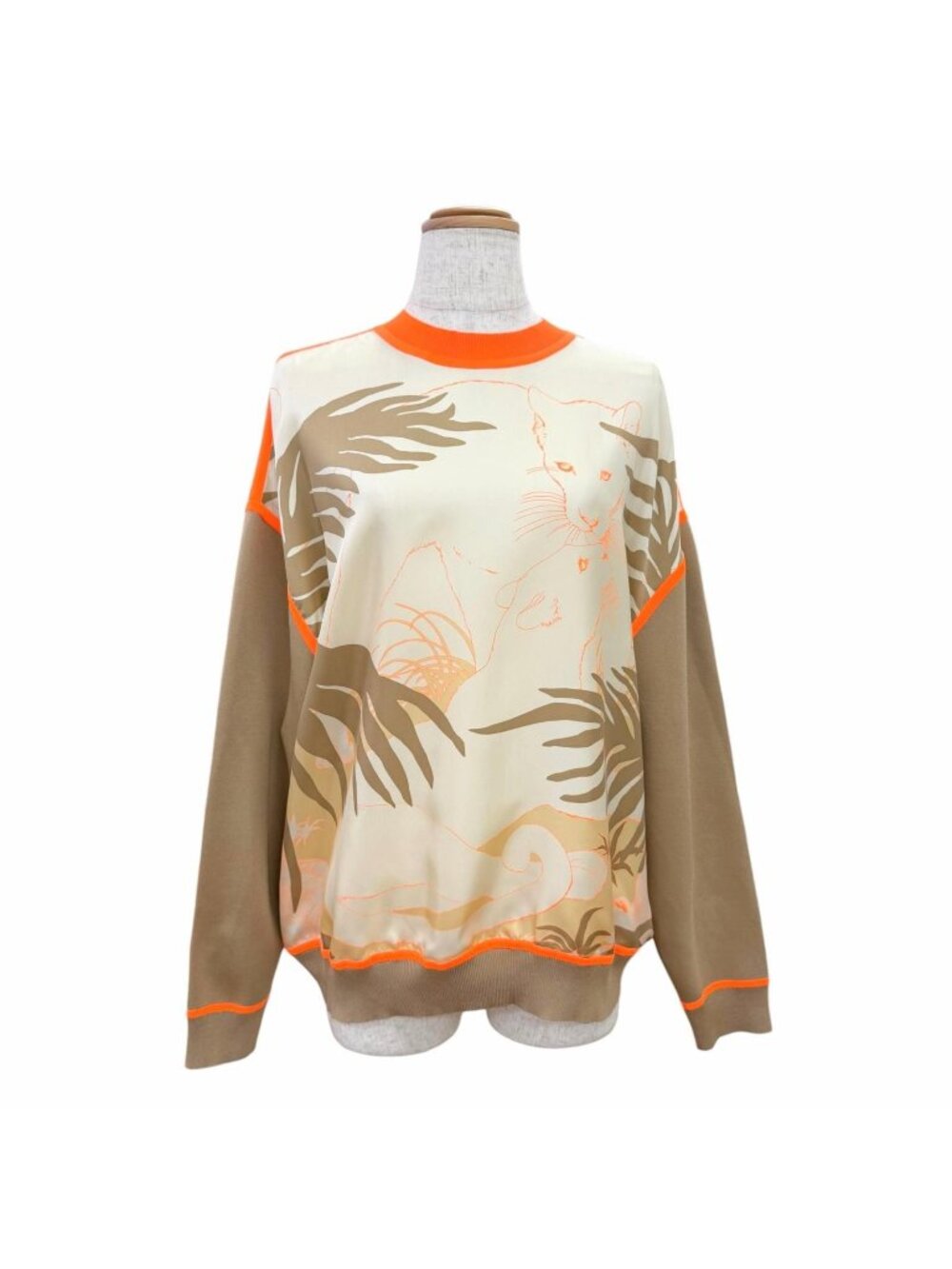 Hermes Jungle Love Silk Twillaine Long Sleeve Knit IT Sweater 38